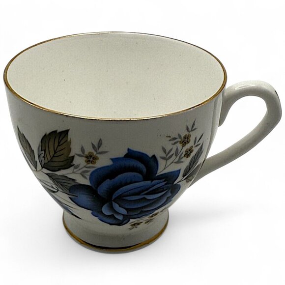 Elizabethan Taylor & Kent Fine Bone China Blue Rose Teacup England VTG - Picture 1 of 3